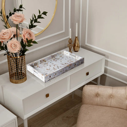 Decorative Trays Discovery Jewel Grande Pattern Mother of Pearl & Resin Inlay Collection in 2 Sizes