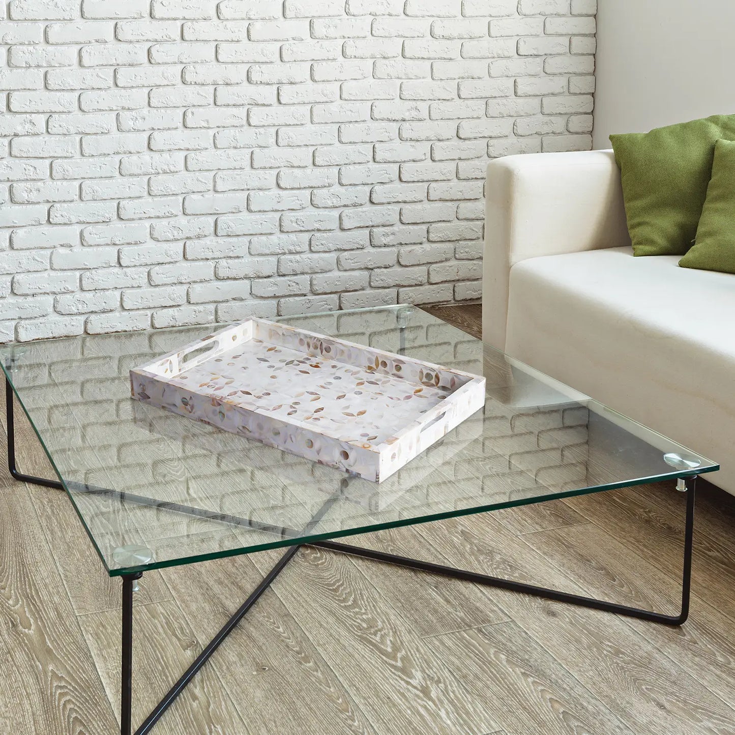 Decorative Trays Discovery Jewel Grande Pattern Mother of Pearl & Resin Inlay Collection in 2 Sizes