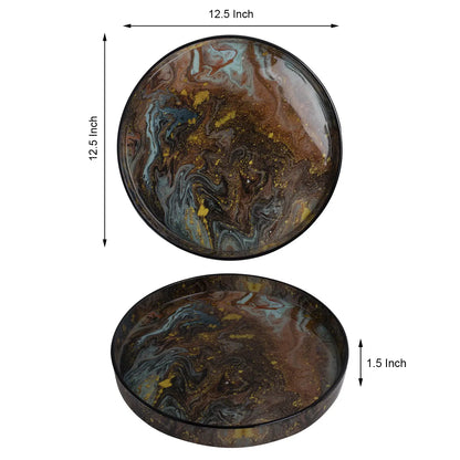 Decorative Trays Constellation Spectrum Pattern Resin Inlay Collection in 12x12