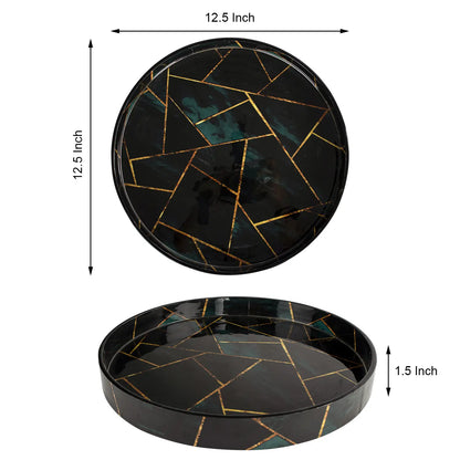 Decorative Trays Cosmos Galaxy Pattern Resin Inlay Collection in 12x12