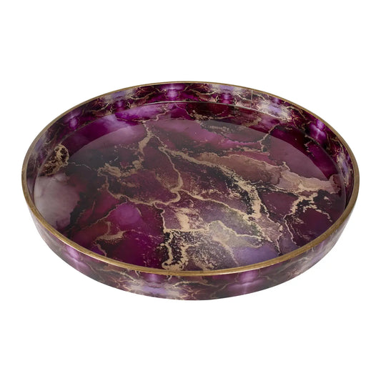 Decorative Trays Cosmos Nebula Pattern Resin Inlay Collection in 12x12