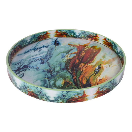 Decorative Trays Cosmos Spectrum Pattern Resin Inlay Collection in 12x12