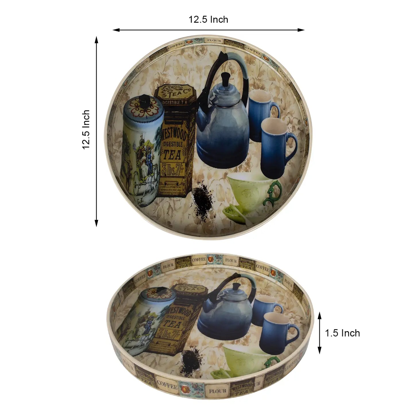 Decorative Trays Voyage Assam Pattern Resin Inlay Collection in 12x12