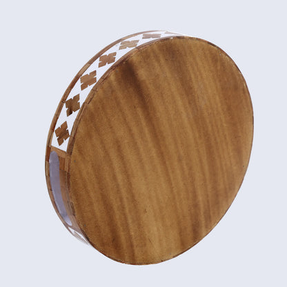 Decorative Tray Alhambra Cerco Wood & Resin Inlay in 12x12, Brown & White