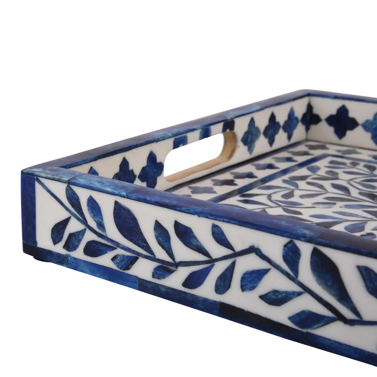 Decorative Trays Alhambra Azul Pattern Bone & Resin Inlay Collection in 2 Sizes