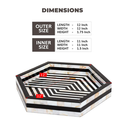 Decorative Trays Discovery Hex Pattern Mother of Pearl & Resin Inlay Collection in 12x12