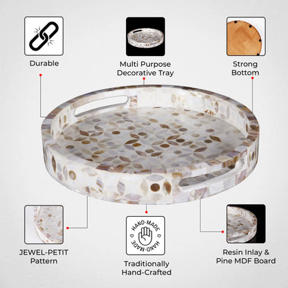 Decorative Trays Discovery Jewel Petit Pattern Mother of Pearl & Resin Inlay Collection in 2 Sizes