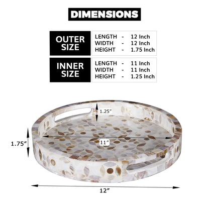 Decorative Trays Discovery Jewel Petit Pattern Mother of Pearl & Resin Inlay Collection in 2 Sizes