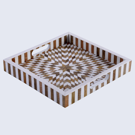 Decorative Trays Estrella Vida Pattern Resin Inlay Collection in 12x12