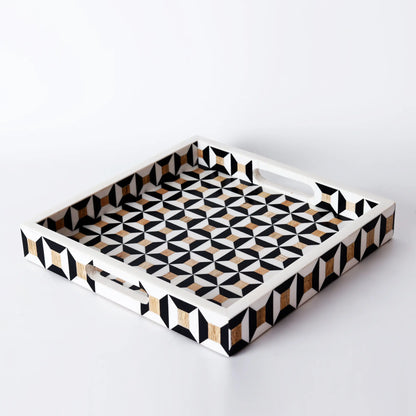Decorative Trays Discovery Cypher Pattern Resin Inlay Collection in 2 Sizes