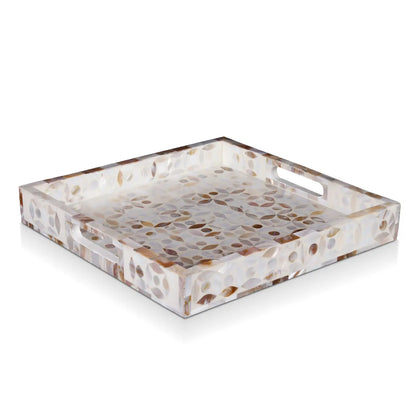 Decorative Trays Discovery Jewel Grande Pattern Mother of Pearl & Resin Inlay Collection in 2 Sizes