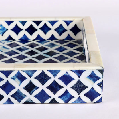 Decorative Trays Indigo Pattern Bone & Resin Inlay Collection in 12x8