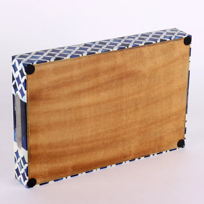 Decorative Trays Indigo Pattern Bone & Resin Inlay Collection in 12x8