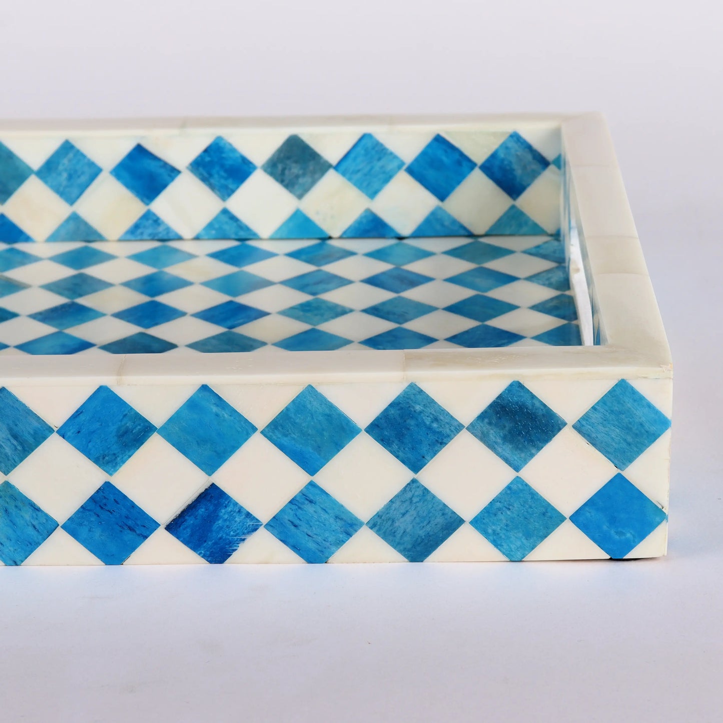 Decorative Trays Vintage Pattern Bone Inlay Collection in 12x8, Turquoise & White