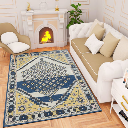 Premium Hand-Tufted Rug Made of 100% Wool  - Tatar Folk - 5x8 Feet