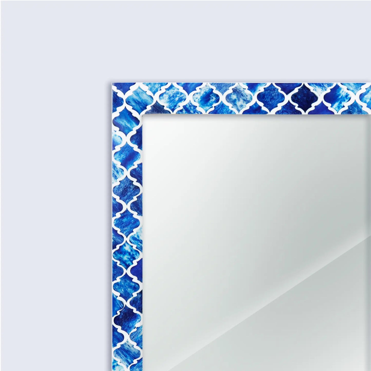 Make to Order Moroccan Blue Mirror Bone & Resin Inlay Collection in 6 Sizes
