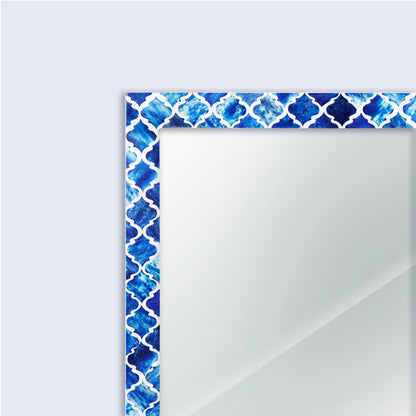 Make to Order Moroccan Blue Mirror Bone & Resin Inlay Collection in 6 Sizes