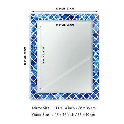 Make to Order Moroccan Blue Mirror Bone & Resin Inlay Collection in 6 Sizes