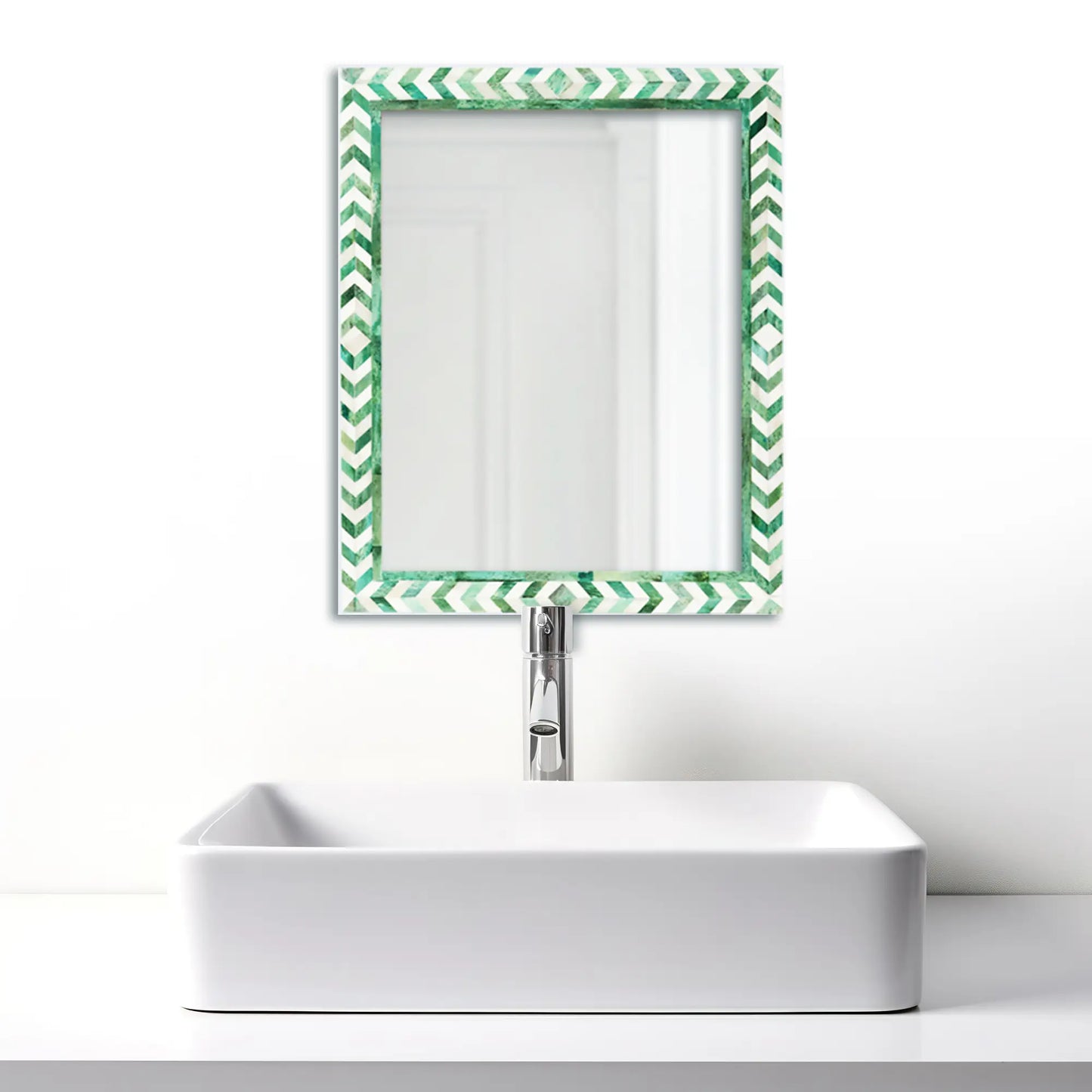 Make to Order Taj Green Mirror Bone Inlay Collection in 4 Sizes