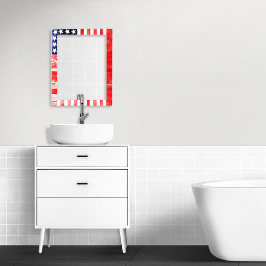 Make to Order USA Flag Pattern Mirror Bone Inlay Collection in 4 Sizes
