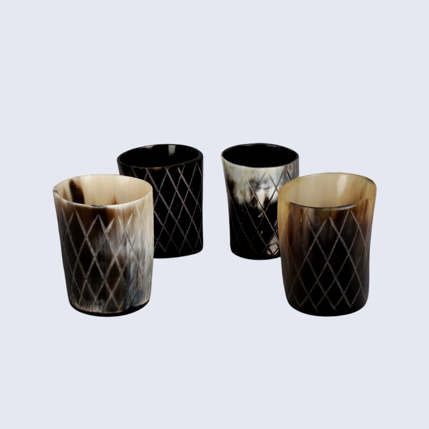 Horn Whiskey Shot Glasses Pack (4,8 & 12) - Hold Up to 6.5oz, Crisscross
