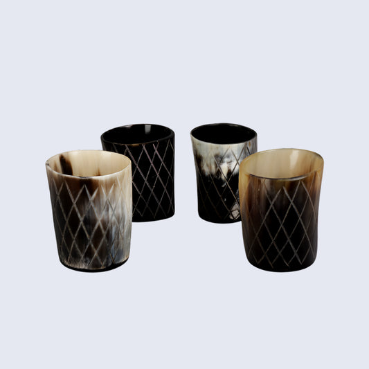 Horn Whiskey Shot Glasses Pack (4,8 & 12) - Hold Up to 6.5oz, Crisscross