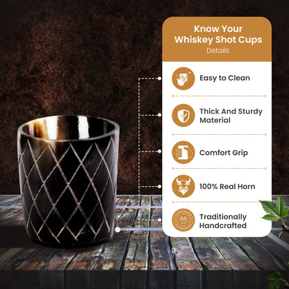 Horn Whiskey Shot Glasses Pack (4,8 & 12) - Hold Up to 6.5oz, Crisscross